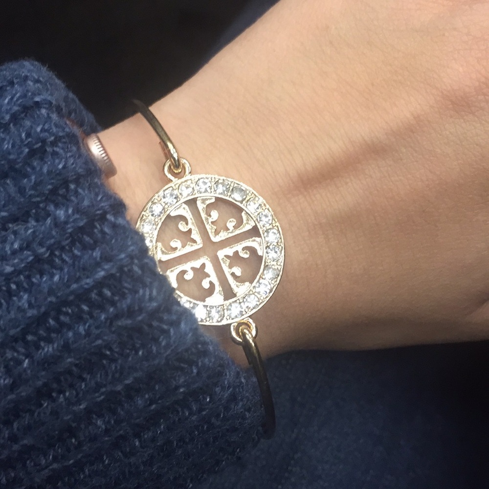 Gold Tory Burch logo bangle